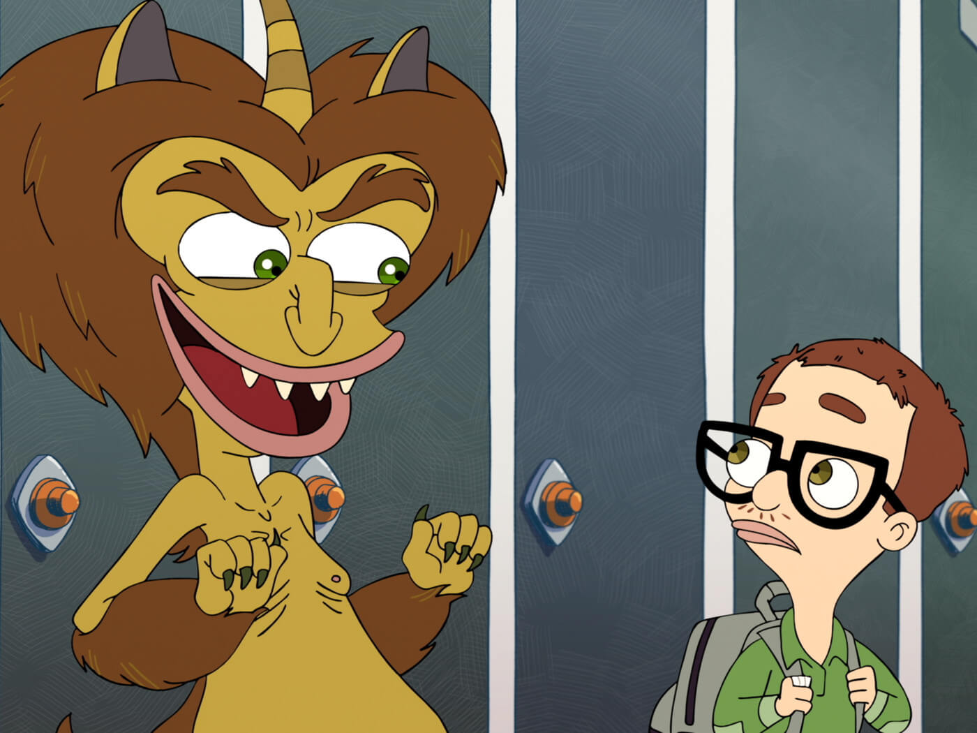 Seorang murid SMP di serial kartun Big Mouth bersama Hormone Monster miliknya